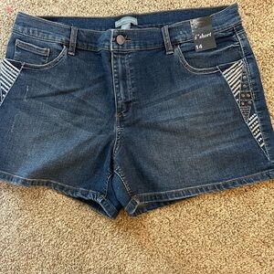 New York & Company Denim Shorts Stud Detail 14